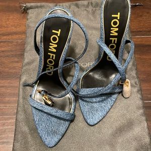 Never Worn - Tom Ford Size 40 Washed Blue Ankle Strap Sandal Heel